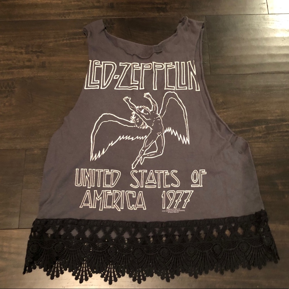 Led Zeppelin tank with lace